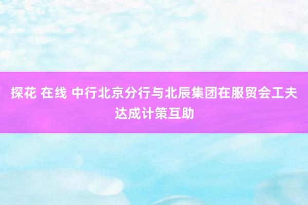 探花 在线 中行北京分行与北辰集团在服贸会工夫达成计策互助