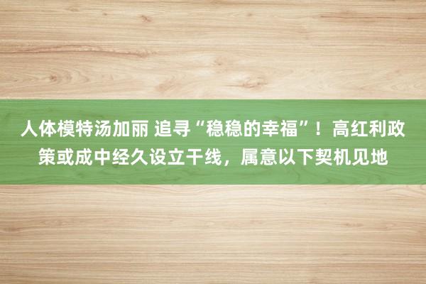 人体模特汤加丽 追寻“稳稳的幸福”！高红利政策或成中经久设立干线，属意以下契机见地