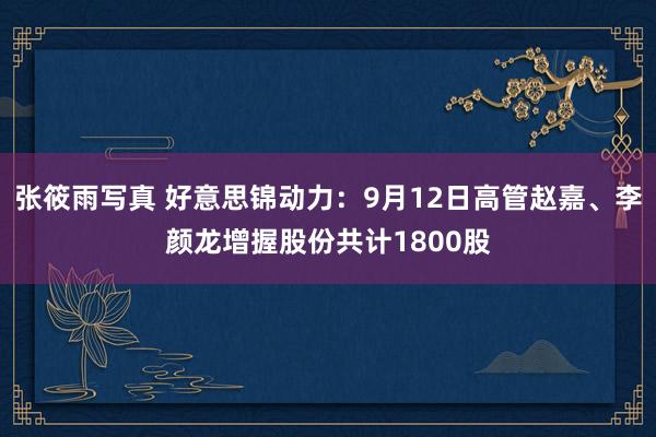 张筱雨写真 好意思锦动力：9月12日高管赵嘉、李颜龙增握股份共计1800股