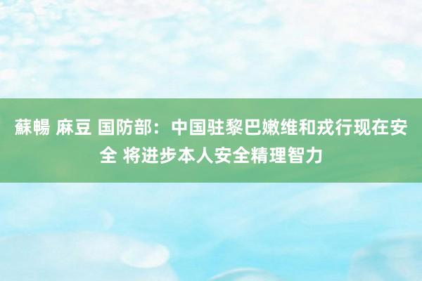 蘇暢 麻豆 国防部：中国驻黎巴嫩维和戎行现在安全 将进步本人安全精理智力