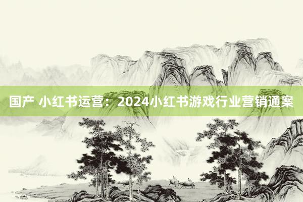 国产 小红书运营：2024小红书游戏行业营销通案