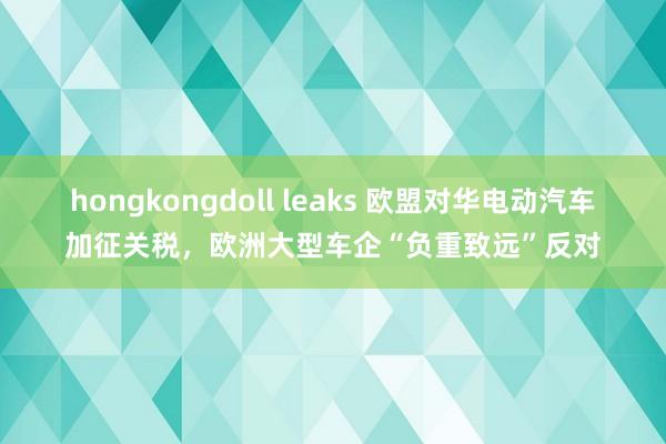 hongkongdoll leaks 欧盟对华电动汽车加征关税，欧洲大型车企“负重致远”反对