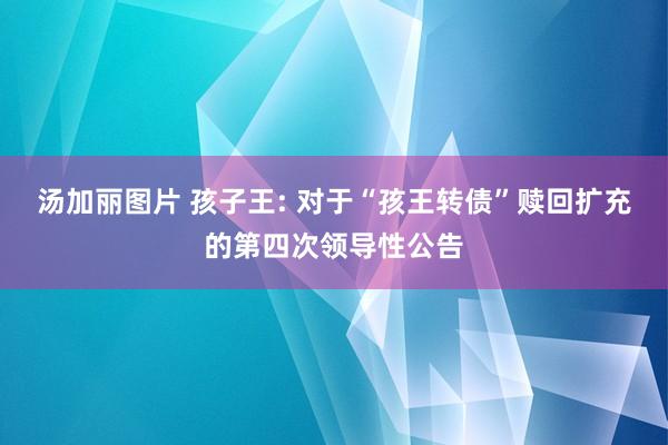 汤加丽图片 孩子王: 对于“孩王转债”赎回扩充的第四次领导性公告