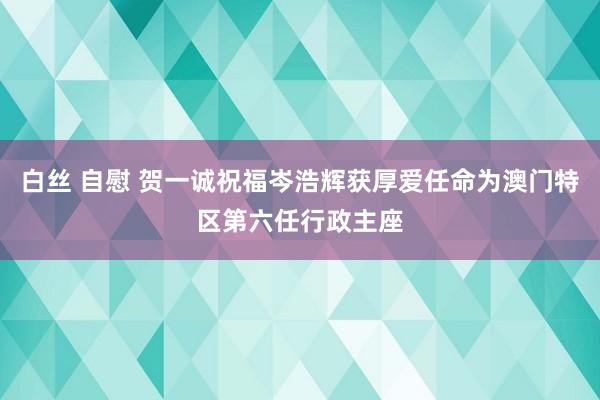 白丝 自慰 贺一诚祝福岑浩辉获厚爱任命为澳门特区第六任行政主座