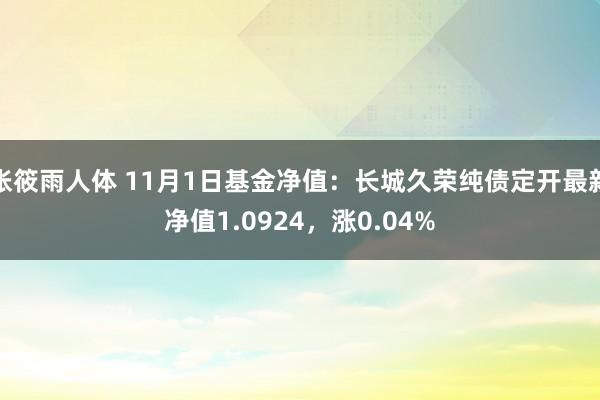 张筱雨人体 11月1日基金净值：长城久荣纯债定开最新净值1.0924，涨0.04%