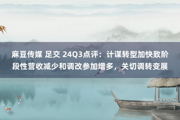 麻豆传媒 足交 24Q3点评：计谋转型加快致阶段性营收减少和调改参加增多，关切调转变展