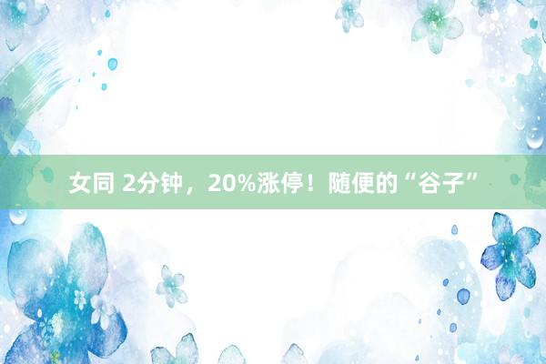 女同 2分钟，20%涨停！随便的“谷子”