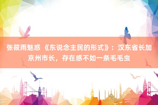 张筱雨魅惑 《东说念主民的形式》：汉东省长加京州市长，存在感不如一条毛毛虫