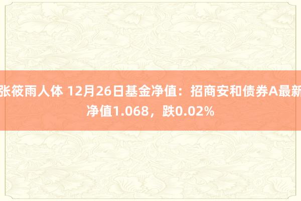 张筱雨人体 12月26日基金净值：招商安和债券A最新净值1.068，跌0.02%