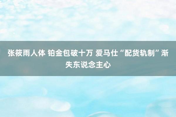 张筱雨人体 铂金包破十万 爱马仕“配货轨制”渐失东说念主心