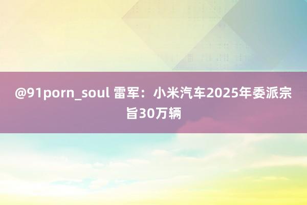 @91porn_soul 雷军：小米汽车2025年委派宗旨30万辆