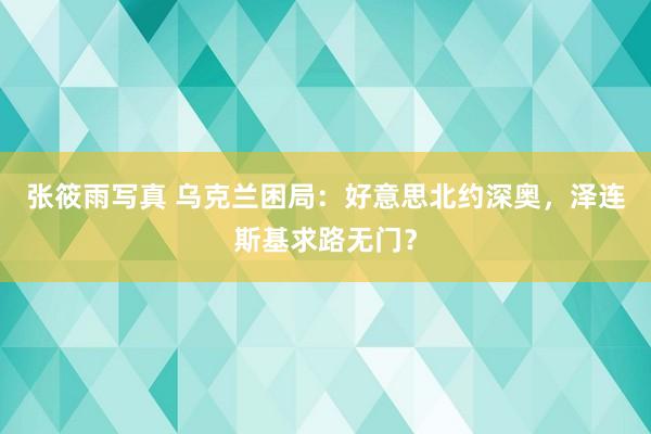 张筱雨写真 乌克兰困局：好意思北约深奥，泽连斯基求路无门？