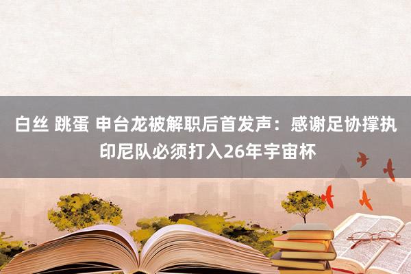 白丝 跳蛋 申台龙被解职后首发声：感谢足协撑执 印尼队必须打入26年宇宙杯