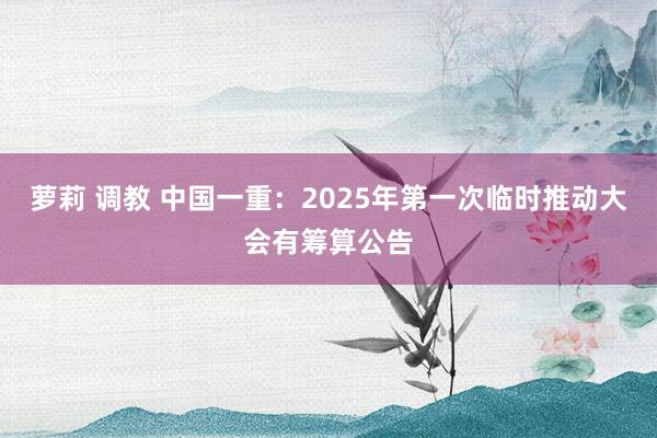 萝莉 调教 中国一重：2025年第一次临时推动大会有筹算公告